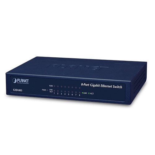 8-Port 10/100/1000BASE-T Gigabit Ethernet Switch GSD-803