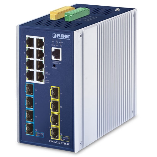 Industrial L3 8-Port 10/100/1000T + 4-Port 1G/2.5G SFP + 4-Port 10GBASE-X SFP+ 
Managed TSN Ethernet Switch TSN-6325-8T4S4X