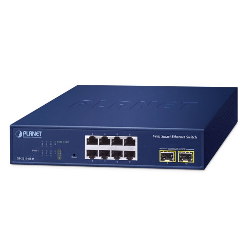 8-Port 10/100/1000T + 2-Port 1000X SFP Web Smart Ethernet Switch GS-2210-8T2S