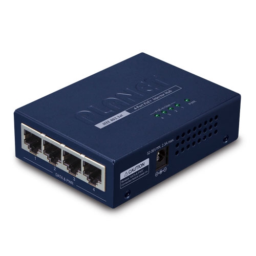 4-Port IEEE 802.3at High Power over Ethernet Injector Hub HPOE-460