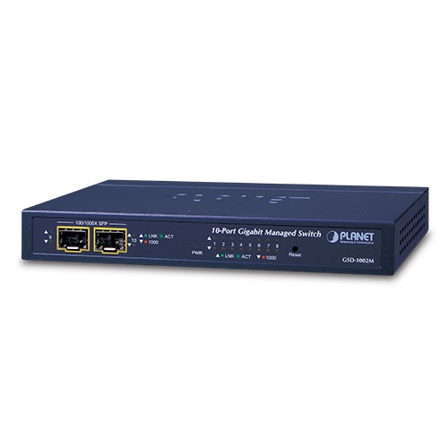 8-Port 10/100/1000Mbps + 2-Port 100/1000X SFP Managed Desktop Switch GSD-1002M
