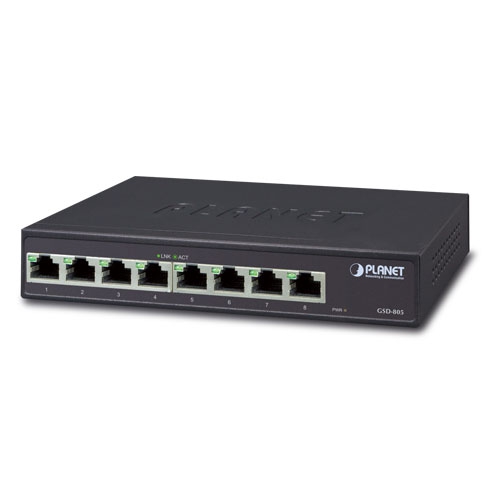 8-Port 10/100/1000BASE-T Gigabit Ethernet Switch GSD-805