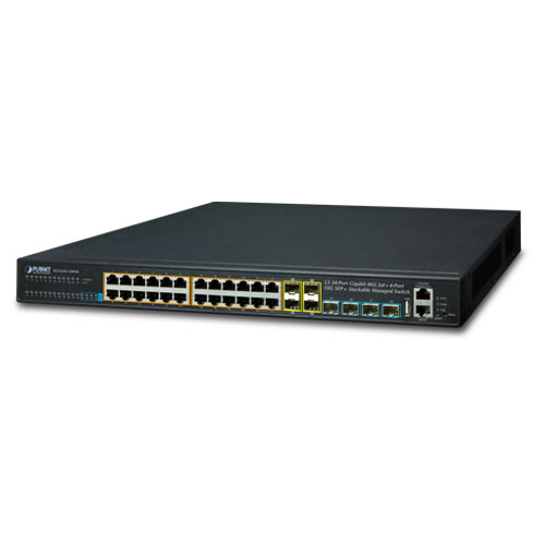 Layer 3 24-Port 10/100/1000T 802.3at PoE + 4-Port 10G SFP+ Stackable Managed Switch SGS-6341-24P4X