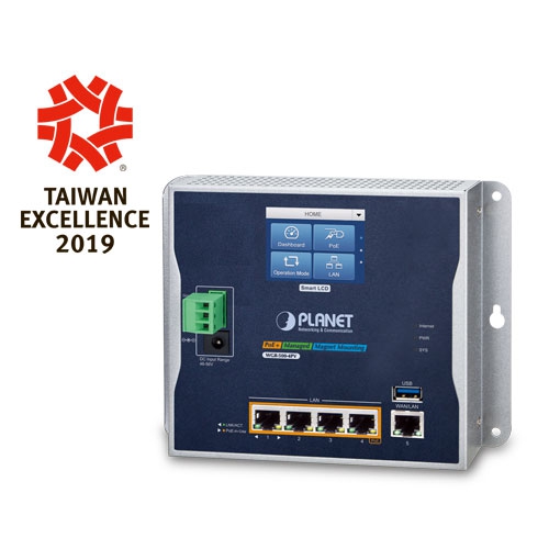 Industrial Wall-mount Gigabit Router with 4-Port 802.3at PoE+ and LCD Touch Screen WGR-500-4PV