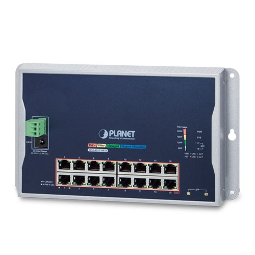 Industrial 16-Port 10/100/1000T 802.3at PoE + 2-Port 100/1000X SFP Wall-mounted Managed Switch WGS-4215-16P2S
