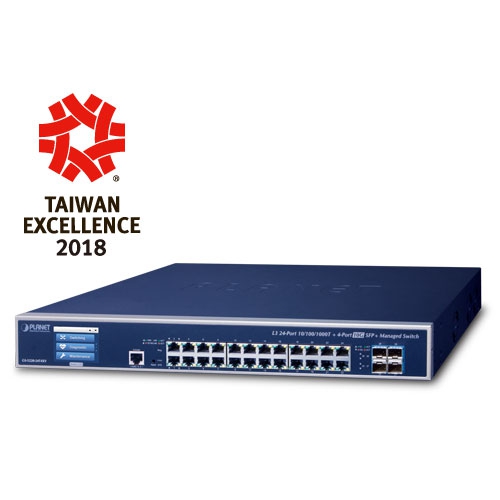 L3 24-Port 10/100/1000T + 4-Port 10G SFP+ Managed Ethernet Switch with LCD Touch Screen GS-5220-24T4XV/GS-5220-24T4XVR