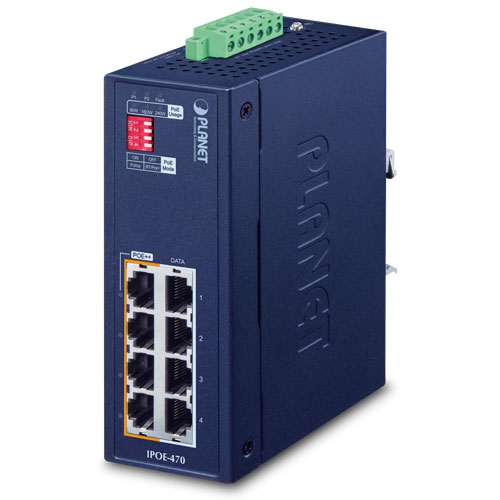 Industrial 4-port Gigabit 802.3bt PoE++ Injector Hub IPOE-470 / IPOE-470-12V