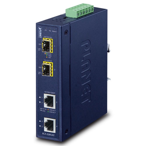 Industrial 2-port 10/100/1000T to 2-port 100/1000/2500X SFP Media Converter IGT-2205AT