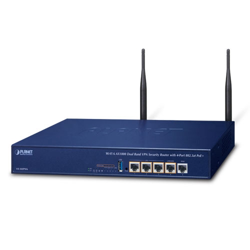 Wi-Fi 6 AX1800 Dual Band VPN Security Router with 4-Port 802.3at PoE+ VR-300PW6