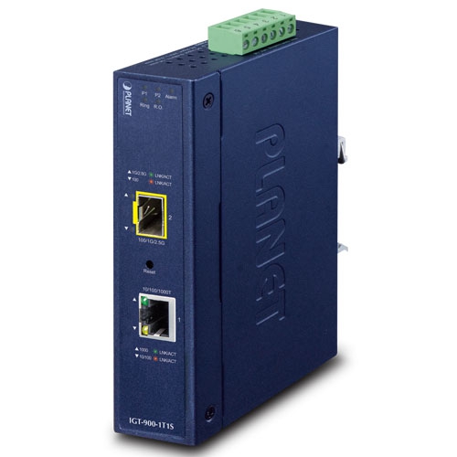 Industrial 1-Port 10/100/1000T + 1-Port 100/1000/2500X SFP Managed Media Converter IGT-900-1T1S