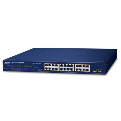 24-Port 10/100/1000T 802.3at PoE + 2-Port 1000X SFP Gigabit Ethernet Switch GSW-2620HP