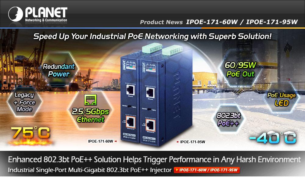 IPOE-171-60W - 802.3bt Ultra PoE Injector - PLANET Technology