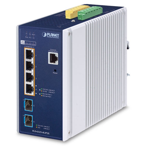 Industrial L3 4-Port 2.5GBASE-T 802.3bt PoE + 2-Port 10G SFP+ Managed Ethernet Switch IGS-6325-4UP2X