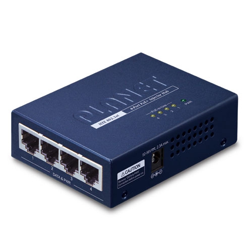 4-port Gigabit IEEE 802.3at Power over Ethernet Plus Injector Hub HPOE-460