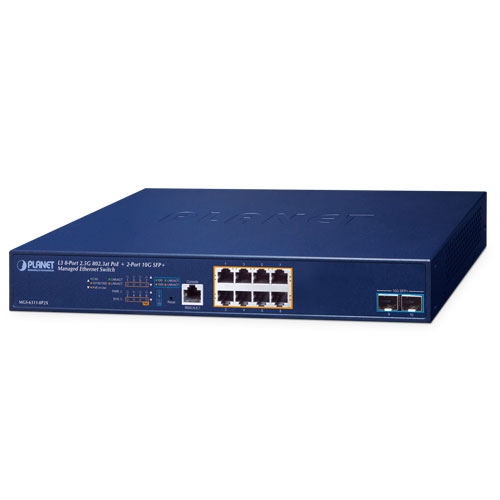 L3 8-Port 2.5GBASE-T 802.3at PoE + 2-Port 10GBASE-X SFP+ Managed Ethernet Switch MGS-6311-8P2X
