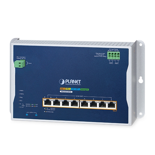 Industrial L2+ 8-Port 10/100/1000T 802.3at PoE + 2-Port 10G SFP+ Wall-mount Managed Ethernet Switch WGS-4215-8P2X